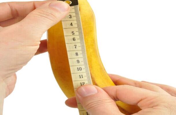 Messen Sie den Penis vor der Vergrößerung am Beispiel einer Banane